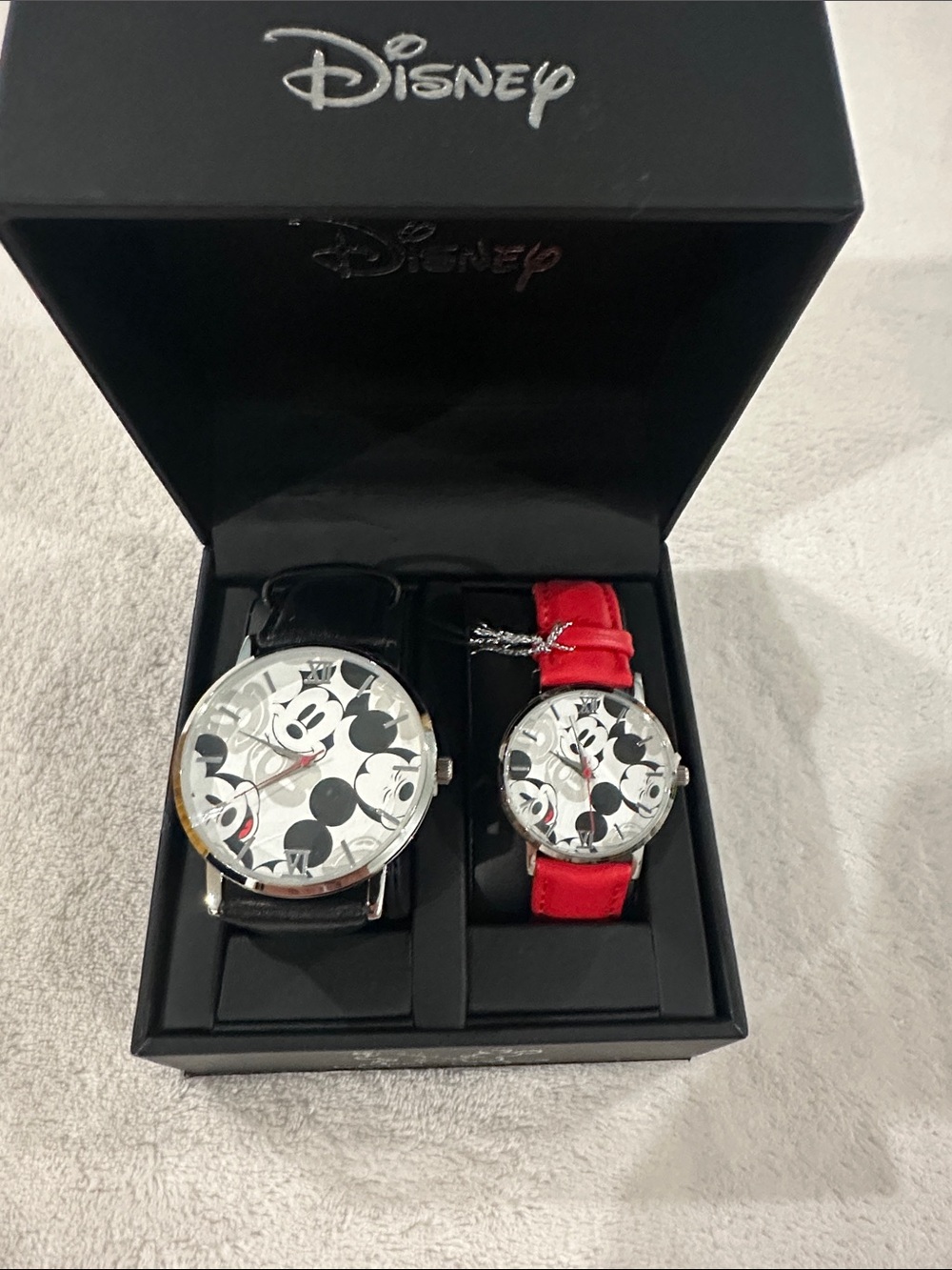 Disney Men’s Black and Red Mickey Mouse Dial Watch Duo
